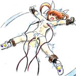  electricity electrocution electrostimulation lyrical_nanoha mahou_shoujo_lyrical_nanoha nipple_clamps nipple_torture panties peeing pussy_torture spread_eagle spread_legs takamachi_nanoha torture twintails tyoujiya underwear 