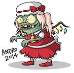  flandre_scarlet no_humans plants_vs_zombies solo touhou wings zombie 