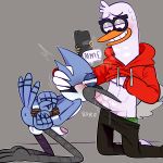  anthro anus avian balls bdsm bird blue_jay blush bondage bound cartoon_network clothed clothing corvid domination duo erection faggotrat fellatio hand_on_head hands_behind_back humanoid_penis jeremy_(regular_show) kneeling male male/male mordecai_(regular_show) oral pants_down partially_clothed penis phone precum regular_show saliva sex smile sweat tears 