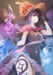  bad_id bad_pixiv_id bags_under_eyes black_gloves black_hair gloves hat heterochromia long_hair looking_at_viewer original panda_(pandadesu) parted_lips skull_necklace smile solo witch_hat 