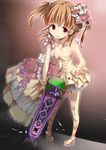  :p amari_akari brown_hair chainsaw crown dress flower full_body girlfriend_(kari) jewelry motion_blur multicolored_hair necklace pearl_necklace pink_flower pink_rose rose sakasa_(guranyto) solo sparkle standing strapless strapless_dress streaked_hair thighhighs tongue tongue_out twintails yellow_dress zettai_ryouiki 