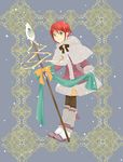  1girl akagami_no_shirayukihime capelet christmas coat gloves green_eyes leg_warmers red_hair shirayuki_(akagami_no_shirayukihime) shirayuki_(ans) short_hair smile socks 