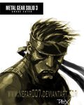  big_boss copyright_name headband male_focus metal_gear_(series) metal_gear_solid_3 monochrome naked_snake nefar007 solo watermark web_address 