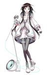  :d absurdres black_hair blue_eyes boots cross-laced_footwear dress full_body gloves headphones headphones_around_neck highres hood hooded_jacket izumi_(nagashi) jacket lace-up_boots leg_garter long_hair looking_at_viewer low_twintails microphone microphone_stand open_mouth pantyhose simple_background smile solo twintails utau very_long_hair white_background white_dress white_footwear xia_yu_yao 