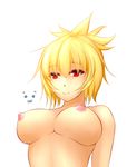  alternate_hair_color blonde_hair breasts highres large_breasts league_of_legends nipples nude original red_eyes riven_(league_of_legends) ryu_seung smile solo upper_body 