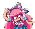 1girl angry animated animated_gif giffany gravity_falls looking_at_viewer lowres paul_robertson pink_hair school_uniform serafuku simple_background solo transparent_background very_long_hair 