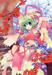  absurdres bow flower green_eyes green_hair greenwood hair_bow highres midori_(greenwood) original ribbon solo xianglong 