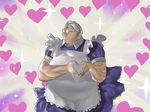  anzai_mitsuyoshi apron blush facial_hair fat fat_man glasses heart kai_(ouf) maid male_focus moe_moe_kyun! mustache parody slam_dunk solo white_hair 