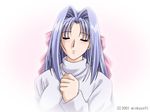  blue_hair closed_eyes hair_ribbon jumiel long_hair rayblade ribbon solo 