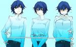  androgynous blue_eyes blue_hair breast_expansion breasts comparison dress_shirt flat_chest large_breasts mgr_(kougetsu) multiple_persona persona persona_4 reverse_trap shirogane_naoto shirt short_hair tomboy 