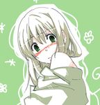  blush green_eyes long_hair lowres maka maka_albarn shy soul_eater white_hair 