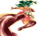  bad_id bad_pixiv_id deltora_quest flying_kick fuyu_no_kiatsuhaichi green_eyes green_hair jasmine_(deltora_quest) kicking long_hair panties solo thighhighs underwear 