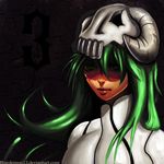  arrancar bad_source banned_artist bleach bluedemon13 dark facial_mark green_hair long_hair nelliel_tu_odelschwanck self_upload skull solo 