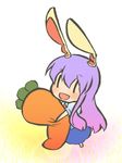  animal_ears bad_id bad_pixiv_id bunny_ears carrot chibi haradaiko_(arata_himeko) hug long_hair purple_hair reisen_udongein_inaba solo touhou |_| 