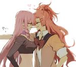  akuma_no_riddle assertive earrings food grin hair_ornament hairclip hairpin heart inukai_isuke jewelry long_hair looking_at_another md5_mismatch minakata_sunao multiple_girls official_art pink_hair pocky pocky_day pocky_kiss red_hair sagae_haruki scarf shared_food smile yellow_eyes yuri 