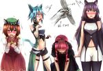  animal_ears black_hair blake_belladonna blue_hair blush brown_hair cat_ears cat_tail chen crossover hat kaenbyou_rin long_hair multiple_girls pantyhose pops rwby short_hair sinon sinon_(sao-alo) sword_art_online tail tail_grab tears touhou trait_connection translated 