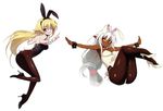  2girls absurdres ashikaga_chachamaru black_legwear blonde_hair bunnysuit high_heels highres huge_filesize incredibly_absurdres multiple_girls pantyhose sansei_muramasa soukou_akki_muramasa white_hair 