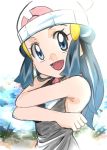  1girl blue_eyes blue_hair breasts creatures_(company) female game_freak hainchu hikari_(pokemon) looking_at_viewer nintendo pokemon scarf shiny smile 