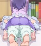  ass ass-to-ass barefoot feet from_behind happinesscharge_precure! haruyama_kazunori head_out_of_frame hikawa_iona hikawa_maria long_hair multiple_girls pajamas pantylines precure purple_hair siblings sisters soles straddling 