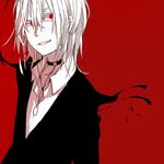  accelerator albino choker formal male_focus red_background red_eyes smile solo suit to_aru_majutsu_no_index toooka white_hair 