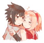  aisutabeta black_hair blush cheek-to-cheek couple haruno_sakura heart hearts naruto pink_hair uchiha_sasuke 