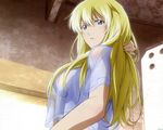  1girl artist_request blonde_hair blue_eyes break_blade breasts btooom! face female highres himiko_(btooom!) long_hair looking_at_viewer medium_breasts sigyn_erster solo 