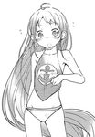  blush dudou greyscale kantai_collection long_hair looking_at_viewer monochrome panties samidare_(kantai_collection) simple_background solo underwear very_long_hair watarai_keiji white_background 