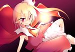  ascot blonde_hair cape chipa_(arutana) flandre_scarlet pointy_ears red_eyes side_ponytail sleeveless solo touhou 