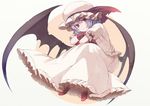  bat_wings closed_mouth crossed_arms downscaled frilled_skirt frills full_body fuurin_(omaemona) hat hat_ribbon head_tilt image_sample long_skirt looking_at_viewer low_wings md5_mismatch mob_cap puffy_sleeves purple_hair red_eyes red_footwear remilia_scarlet resized ribbon shoes short_sleeves sitting skirt smile solo touhou twitter_sample wings wrist_cuffs 