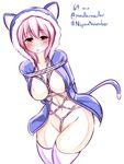  animal_ears animal_hood arms_behind_back bdsm blush bondage bound breast_bondage breasts cat_ears cat_tail completion_time crotch_rope drooling half-closed_eyes hashtag hood hoodie kaname_madoka large_breasts long_hair mahou_shoujo_madoka_magica maullarmaullar no_bra no_panties open_clothes open_hoodie pink_eyes pink_hair rope shibari sideboob solo tail thighhighs twitter_username white_legwear white_rope 