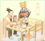  artist_request bowl chair chopsticks eating facial_hair family food goatee nara_shikadai nara_shikamaru naruto niiko22 poke poking quad_tails sleeping slippers spoilers table temari topknot translated 