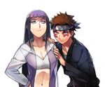  1boy 1girl blush breasts brown_hair facepaint headband hyuuga_hinata inuzuka_kiba littleb long_hair naruto naruto:_road_to_ninja naruto_shippuuden purple_eyes purple_hair short_hair tears 