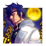  akariya_kuubu black_hair closed_eyes coat full_moon fur_trim hair_over_one_eye kishima_kouma lowres male_focus melty_blood moon moonlight night night_sky sky solo tsukihime 