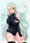  :o aqua_background bad_id bad_pixiv_id bangs black_legwear black_leotard blue_eyes blush border breast_squeeze breasts clenched_hand collarbone covered_collarbone covered_navel cowboy_shot detached_sleeves earrings elizabeth_liones embarrassed floral_background flower gem groin hair_over_one_eye halterneck hand_on_own_thigh hand_up hips impossible_clothes impossible_leotard jewelry large_breasts leotard long_hair looking_at_viewer melsocoon nanatsu_no_taizai one_eye_covered open_mouth outside_border polka_dot raised_eyebrows sapphire_(stone) shiny shiny_skin sideboob sidelocks silver_hair skin_tight solo standing straight_hair thighhighs thighs torn_clothes torn_leotard torn_sleeves turtleneck very_long_hair white_border wide_hips zoom_layer 