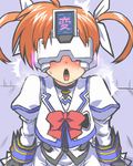  1girl blush female looking_at_viewer lyrical_nanoha open_mouth orange_hair solo sweat to-gnaniwa translated translation_request 