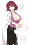  artificial_vagina breasts character_request cleavage copyright_request green_eyes labcoat large_breasts nakadori_(movgnsk) pantyhose red_hair school_nurse short_hair sink solo translated washing water white_background 
