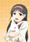  absurdres adachi_eiko amagi_brilliant_park animal animal_hug bunny commentary_request highres solo yasume_yukito 