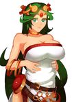  bad_deviantart_id bad_id bare_shoulders belt bracelet green_eyes green_hair highres jewelry kid_icarus kid_icarus_uprising light_smile long_hair looking_at_viewer palutena simple_background smile solo splashbrush very_long_hair white_background 