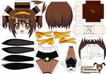  :d animal_ears artist_name blush bow bowtie breasts brown_hair bunny_ears bunny_tail bunnysuit character_name chibi detached_collar el_joey fishnet_pantyhose fishnets hair_ribbon highres medium_breasts open_mouth orange_eyes pantyhose paper_cutout papercraft ribbon smile solo suzumiya_haruhi suzumiya_haruhi_no_yuuutsu tail watermark web_address wrist_cuffs 