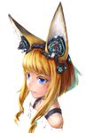  animal_ears blonde_hair blue_eyes bob_cut fox_ears fox_girl_(jaco) from_above headphones jaco lips original short_hair_with_long_locks simple_background solo white_background 