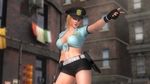  belt blonde_hair blue_eyes breasts dead_or_alive dead_or_alive_5 gloves gun holster hotpants large_breasts official_art short_shorts tina_armstrong weapon 