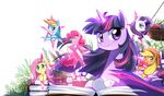  book caibao commentary_request fluttershy my_little_pony my_little_pony_friendship_is_magic no_humans pinkie_pie rainbow_dash rarity twilight_sparkle 