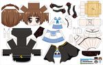  absurdres artist_name bikini blush breasts brown_eyes brown_hair character_name chibi coat el_joey hat highres kill_la_kill mankanshoku_mako medium_breasts paper_cutout papercraft sailor_collar school_uniform smile solo swimsuit watermark web_address 