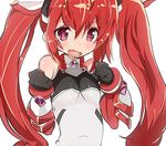  :o clenched_hand elbow_gloves embarrassed flat_chest genderswap genderswap_(mtf) gloves gorirago long_hair ore_twintail_ni_narimasu red_eyes red_hair solo tailred twintails white_background 