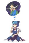  bad_id bad_pixiv_id blush_stickers cirno earth food ice_cream imagining looking_up multiple_girls nosuku reiuji_utsuho sweat thought_bubble touhou 