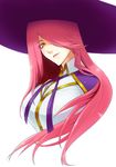  blazblue hair_over_one_eye hat konoe_a_mercury long_hair noco parted_lips pink_hair solo upper_body witch witch_hat yellow_eyes 