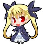  blonde_hair chibi dance_in_the_vampire_bund gothic_lolita lolita_fashion lowres mina_tepes pac-man_eyes red_eyes ribbon smile solo suntail twintails 