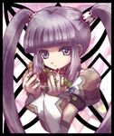  cropped_jacket detached_sleeves flower kirita_(noraring) long_hair purple purple_background purple_eyes purple_hair solo sophie_(tales) tales_of_(series) tales_of_graces twintails 