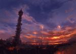  condensation_trail liftoff lights no_humans nomu103 original rocket scenery science_fiction sky smoke sunset 