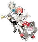  bad_id bad_pixiv_id blue_eyes crossdressing eka_eri green_eyes inazuma_eleven inazuma_eleven_(series) kiyama_hiroto maid maid_headdress multiple_boys nagumo_haruya otoko_no_ko pantyhose red_hair short_hair suzuno_fuusuke thighhighs white_hair 